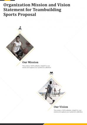 Teambuilding Sports Proposal Organization Mission And Vision One Pager Sample Example Document