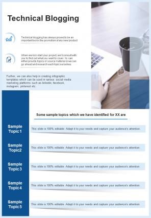 Technical Blogging Consulting Proposal One Pager Sample Example Document