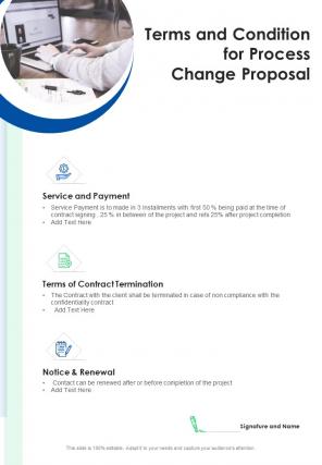 Terms And Condition For Process Change Proposal One Pager Sample Example Document