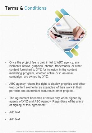 Terms And Conditions Digital Content Marketing Proposal One Pager Sample Example Document