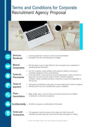 Terms And Conditions For Corporate Recruitment Agency Proposal One Pager Sample Example Document