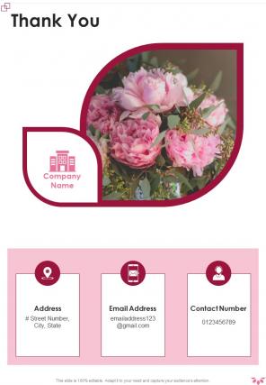 Thank You Business Proposal For Event Floral Company One Pager Sample Example Document