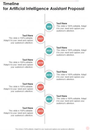 Timeline For Artificial Intelligence Assistant Proposal One Pager Sample Example Document