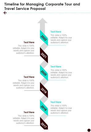 Timeline For Managing Corporate Tour And Travel Service One Pager Sample Example Document