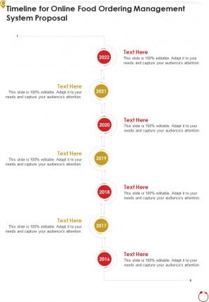 Timeline For Online Food Ordering Management System Proposal One Pager Sample Example Document