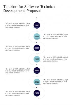 Timeline For Software Technical Development Proposal One Pager Sample Example Document