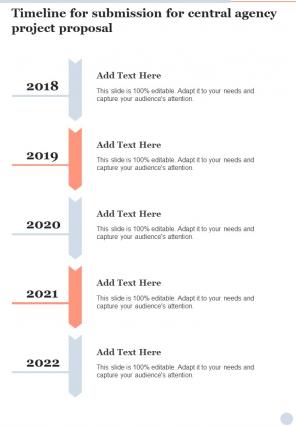 Timeline For Submission For Central Agency Project Proposal One Pager Sample Example Document
