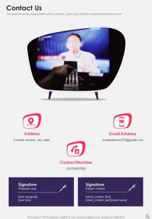 TV Advertisement Service Proposal Report Sample Example Document