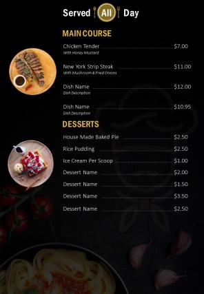 Two page menu brochure template