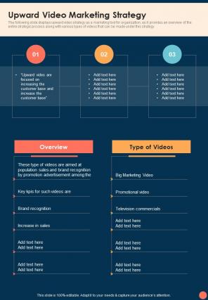 Video Marketing Playbook Upward Video Marketing Strategy One Pager Sample Example Document