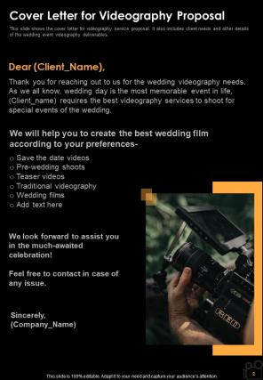 Videography Proposal Sample Document Report Doc Pdf Ppt