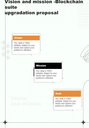 Vision And Mission Blockchain Suite Upgradation One Pager Sample Example Document