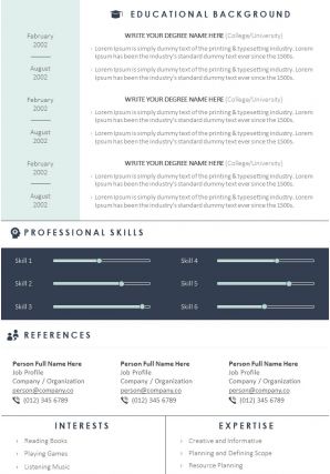 Visual resume format template for job seekers