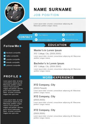 Visual resume professional a4 template to introduce yourself