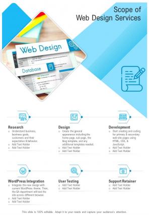 Web Design Proposal Scope Of Web Design Services One Pager Sample Example Document