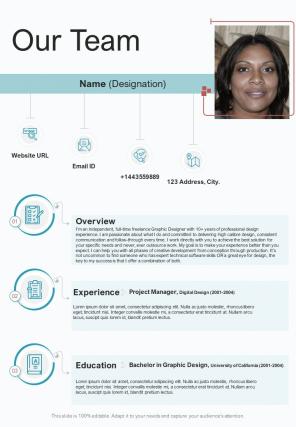 Website Proposal Our Team One Pager Sample Example Document