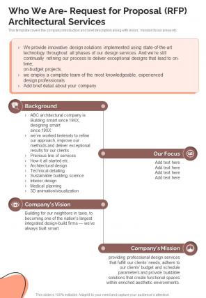 Who We Are Request For Proposal Rfp Architectural Services One Pager Sample Example Document