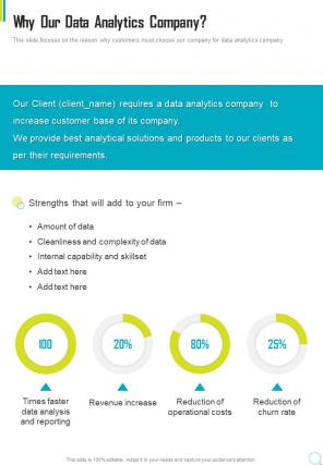 Why Our Data Analytics Company One Pager Sample Example Document