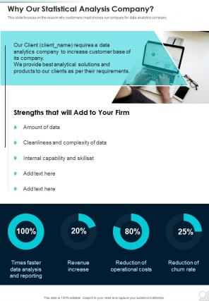Why Our Statistical Analysis Company One Pager Sample Example Document