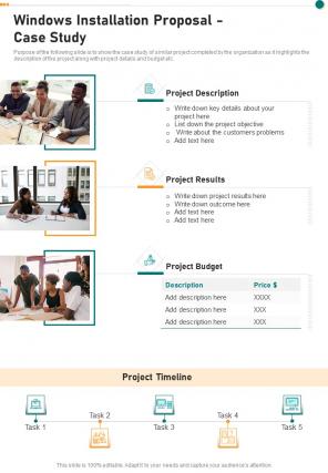 Windows Installation Proposal Case Study One Pager Sample Example Document