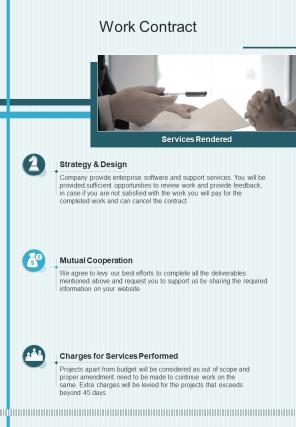 Work Contract Enterprise Software Proposal Template One Pager Sample Example Document
