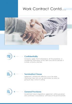 Work Contract Real Estate Proposal One Pager Sample Example Document