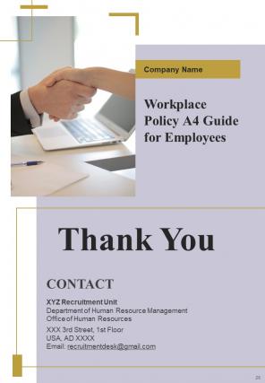 Workplace Policy A4 Guide For Employees HB V Impactful Slides