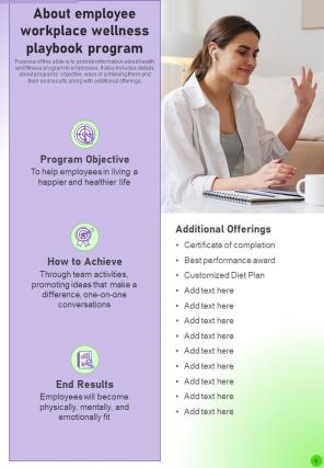 Workplace Wellness Playbook Report Sample Example Document Designed Editable
