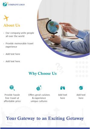 World travel agency four page brochure template
