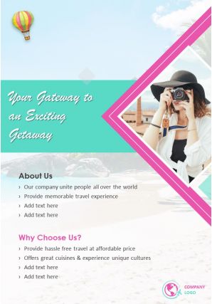 World travel services four page brochure template