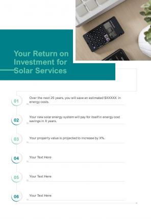 Your Return On Investment For Solar Services Solar Proposal Template One Pager Sample Example Document