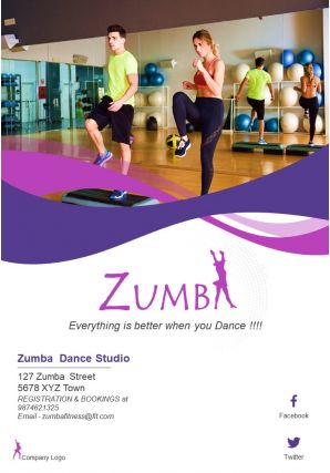 Zumba training two page brochure flyer template