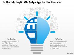 0115 3d blue bulb graphic with multiple apps for idea generation powerpoint template