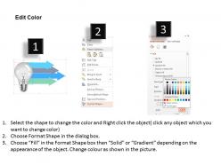 0115 3d bulb and four colored arrow diagram powerpoint template