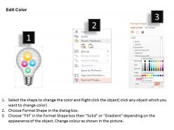 0115 3d bulb graphic with colored gears for teamwork and process control powerpoint template