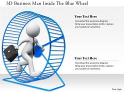 0115 3d business man inside the blue wheel ppt graphics icons