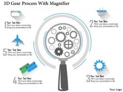 0115 3d gear process with magnifier powerpoint template