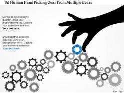 0115 3d human hand picking gear from multiple gears powerpoint template