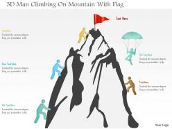 0115 3d man climbing on mountain with flag powerpoint template