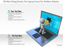 0115 3d Man Fixing Puzzles On Laptop Screen For Problem Solution Ppt Graphics Icons