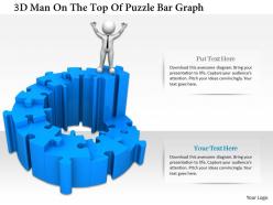 0115 3d man on the top of puzzle bar graph ppt graphics icons