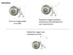 0115 3d man pushing dollar sphere for finance ppt graphics icons