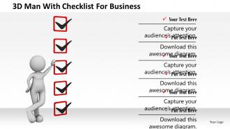 0115 3d man with checklist for business ppt graphics icons