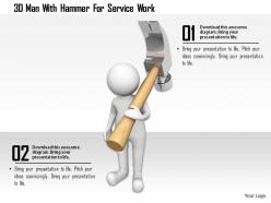 0115 3d Man With Hammer For Service Work Ppt Graphics Icons