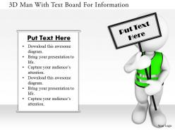 0115 3d man with text board for information ppt graphics icons