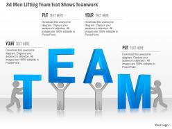 0115 3d men lifting team text shows teamwork powerpoint template