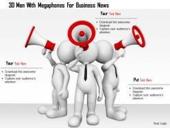 0115 3d men with megaphones for business news ppt graphics icons