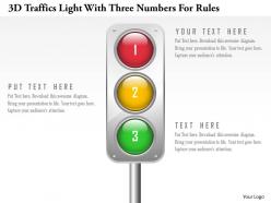0115 3d traffics light with three numbers for rules powerpoint template