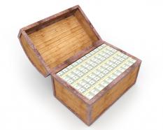 0115 3d treasure chest for finance stock photo
