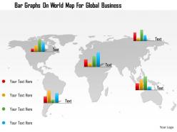 0115 bar graphs on world map for global business powerpoint template